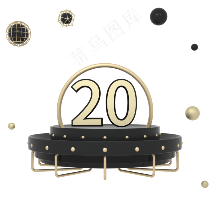C4D黑金色立体漂浮电商优惠券(2000*2000px 300 dpi )