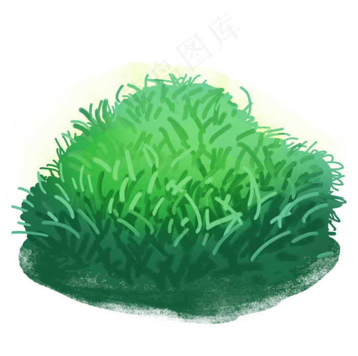 绿色手绘通用草丛装饰图案,免抠元素