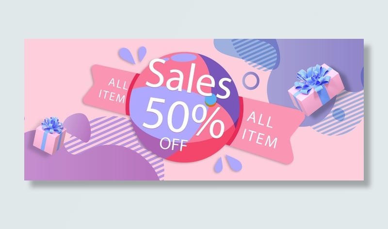 扁平渐变色促销标签电商折扣优惠券背景