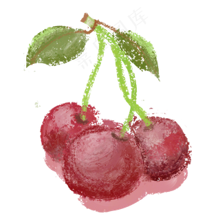 水彩风格手绘水果樱桃三只