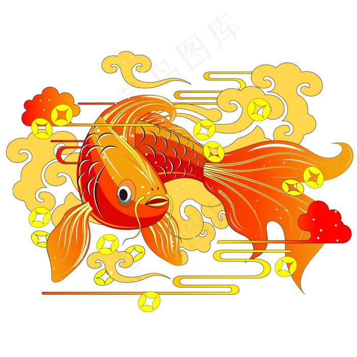 国潮风锦鲤(2084*2084px 300 dpi )ai矢量模版下载