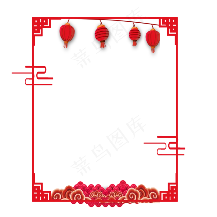 中国风春节喜庆边框,免抠元素(2000*2000px)psd模版下载