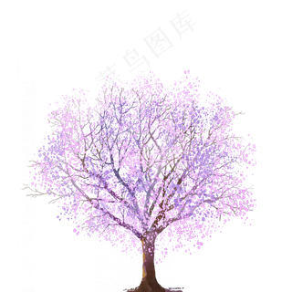 紫色水彩树免费下载