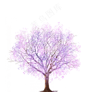 紫色水彩树免费下载