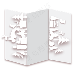 圣诞节立体剪纸装饰,免抠元素