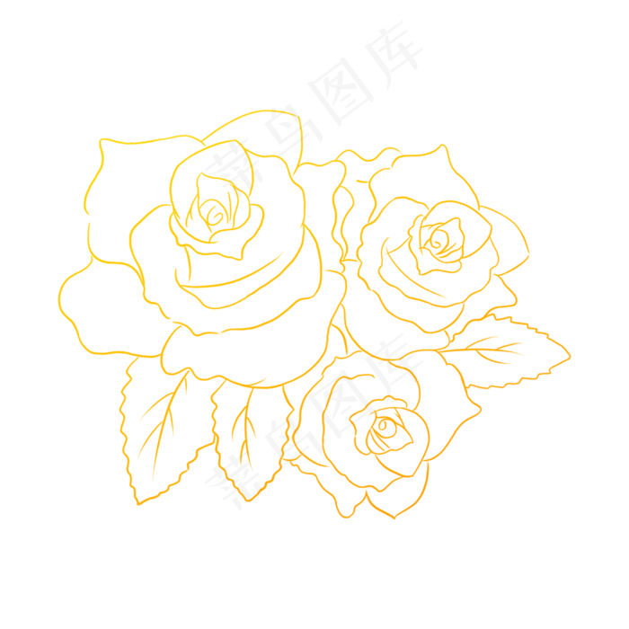 金色线描花纹玫瑰花