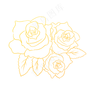 金色线描花纹玫瑰花