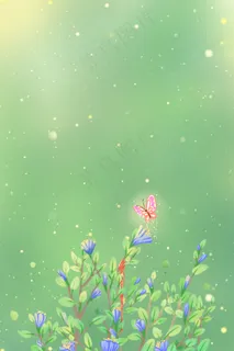 绿色治愈唯美卡通春季夏季阳光正好植物配图