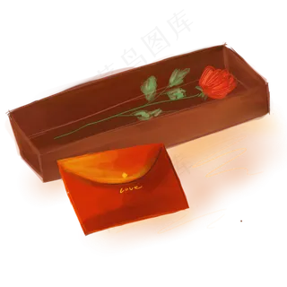 玫瑰花和红色信封