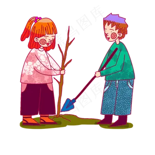 植树节情侣合力植树