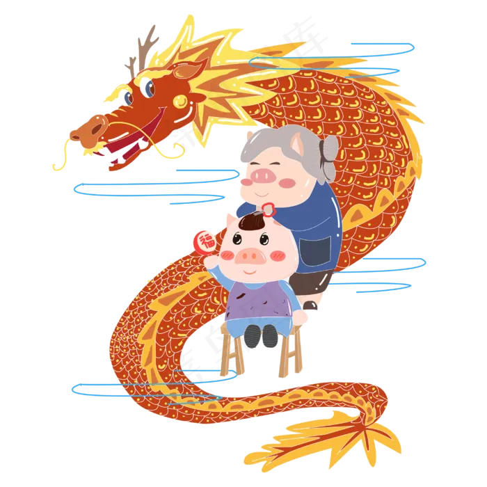 春节龙抬头美发剃头PNG,免抠元素(3000X3000(DPI:300))psd模版下载