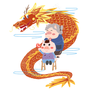 春节龙抬头美发剃头PNG,免抠元素