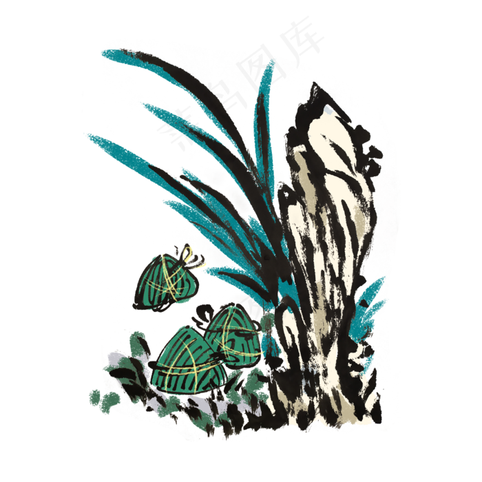 端午节水墨风粽子手绘(4000X4000(DPI:300))psd模版下载