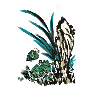 端午节水墨风粽子手绘