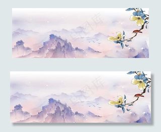 清明节粉色水墨电商蝴蝶banner