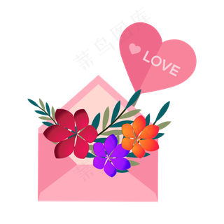 矢量免扣卡通花朵信封,免抠元素