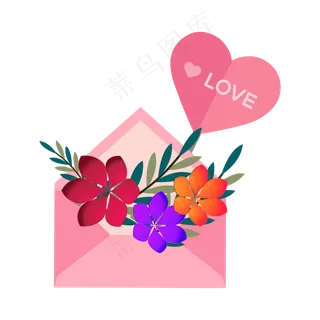 矢量免扣卡通花朵信封,免抠元素