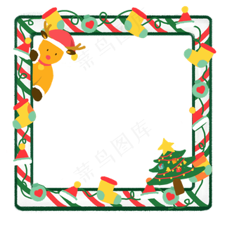 圣诞节平安夜圣诞驯鹿边框,免抠元素