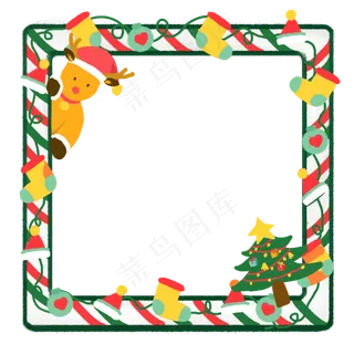 圣诞节平安夜圣诞驯鹿边框,免抠元素