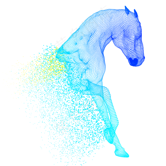 马奔跑科技动物智能魔幻数据光点,免抠元素