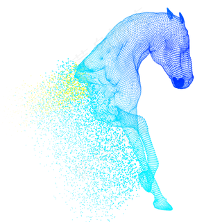 马奔跑科技动物智能魔幻数据光点,免抠元素