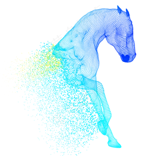 马奔跑科技动物智能魔幻数据光点,免抠元素