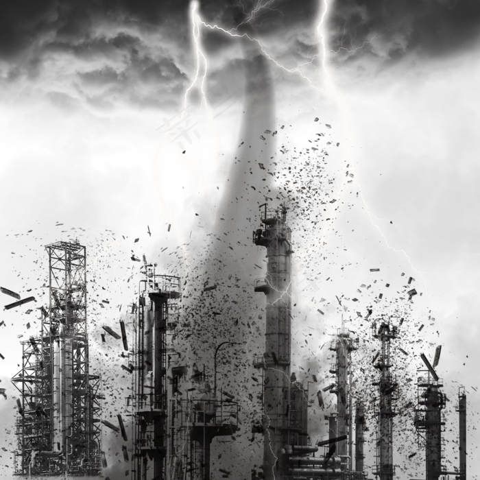 楼房倒塌乌云闪电地震灾难元素,免抠元素(2000X2000(DPI:300))psd模版下载