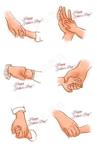 父亲节各种牵手卡通插图组图PN