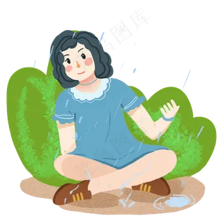 谷雨坐着的小女孩