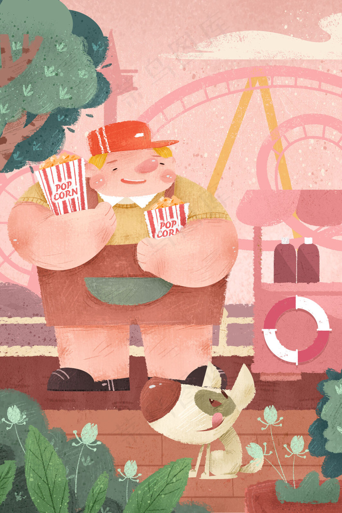 游乐园出游卡通童趣背景