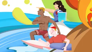 卡通手绘风五四青年节冲凉配图