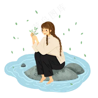 中国风麻花辫文艺少女