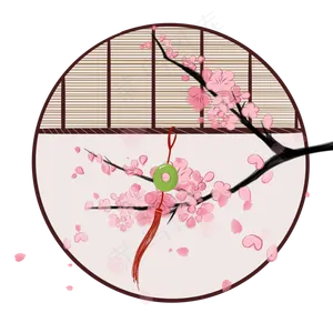 手绘古风窗户梅花玉坠