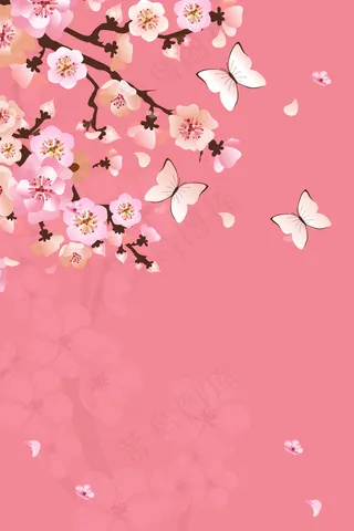 唯美清新美丽的桃花平面素材