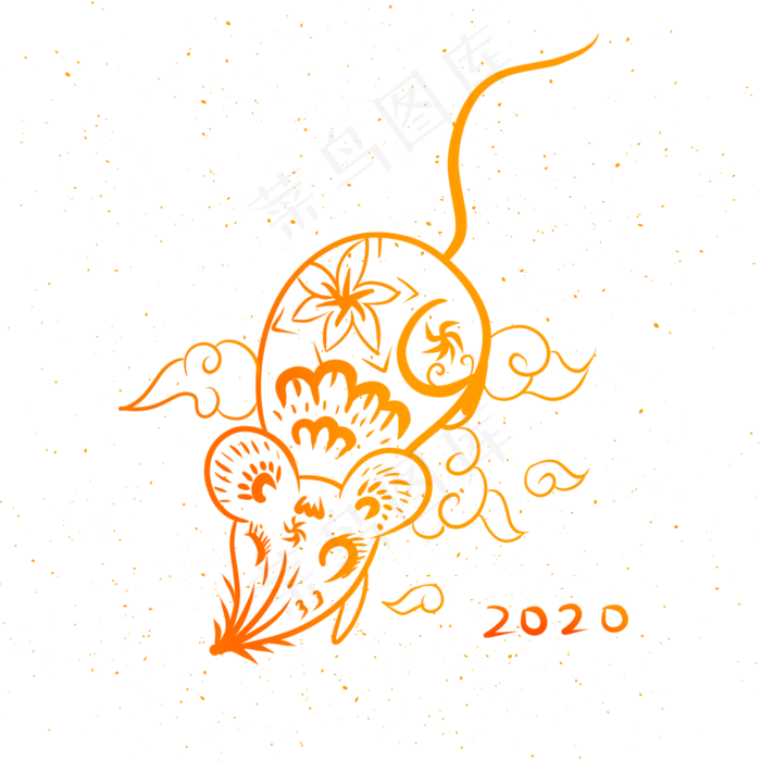 烫金中国风老鼠,免抠元素