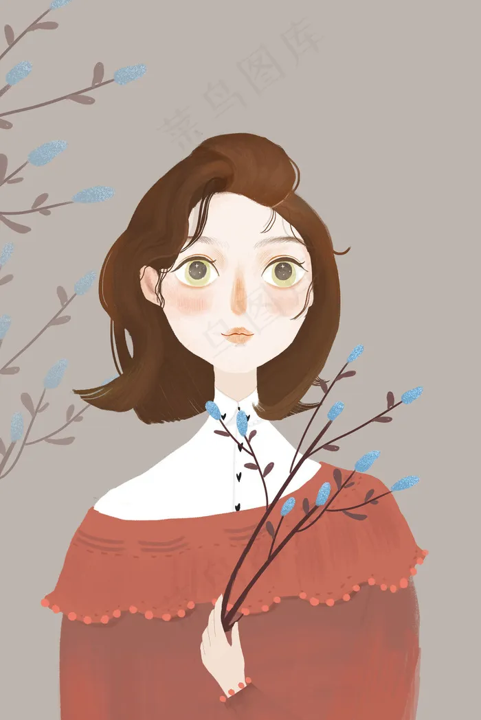 复古风格文艺红衣少女(3545X5315(DPI:300))psd模版下载