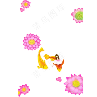 美丽的荷花和鱼