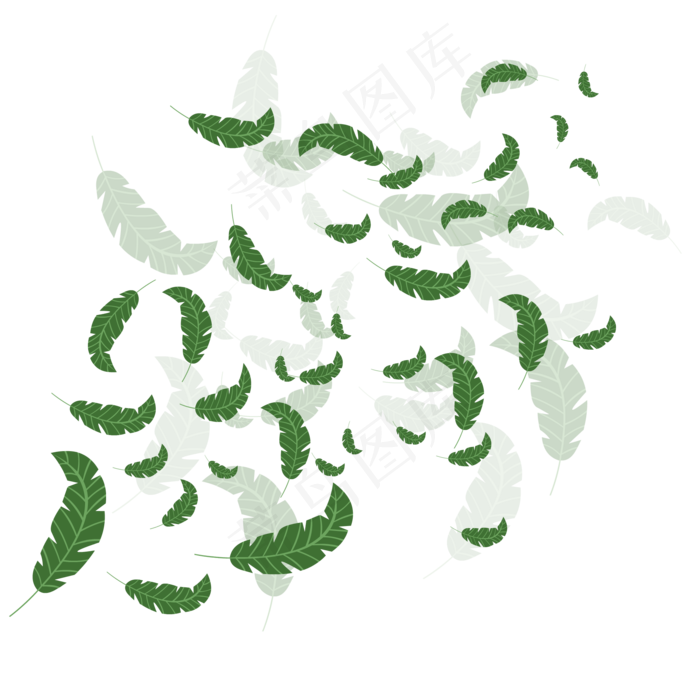 手绘植物树叶漂浮的叶子