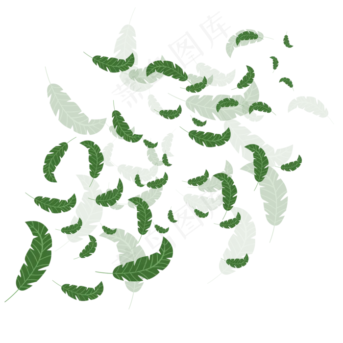 手绘植物树叶漂浮的叶子ai矢量模版下载