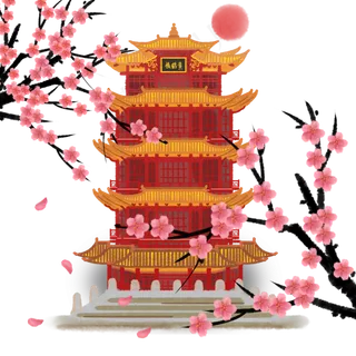 春暖樱花开武汉黄鹤楼