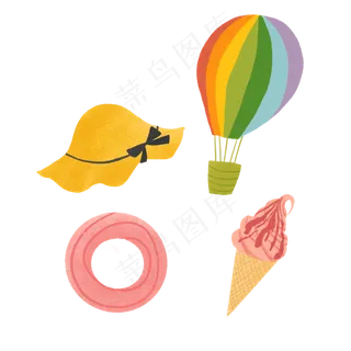 夏季海边元素装饰图,免抠元素