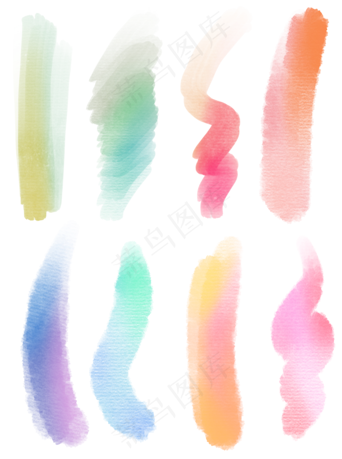 彩色水彩笔触笔刷8个(2000X2680(DPI:300))psd模版下载