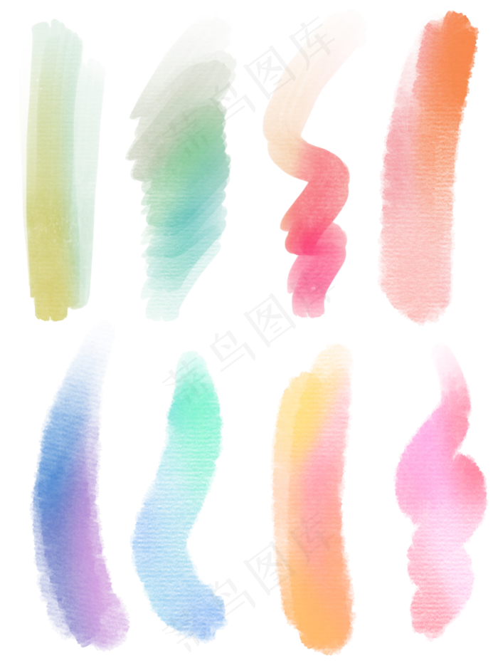 彩色水彩笔触笔刷8个(2000X2680(DPI:300))psd模版下载