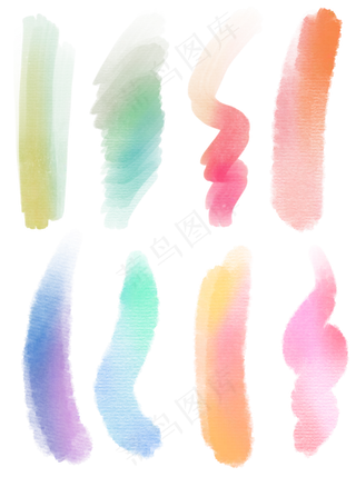 彩色水彩笔触笔刷8个