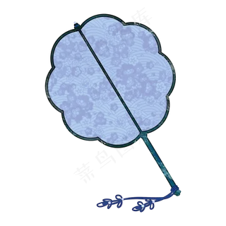 中国风花青色花瓣团扇纳凉用品PNG,免抠元素