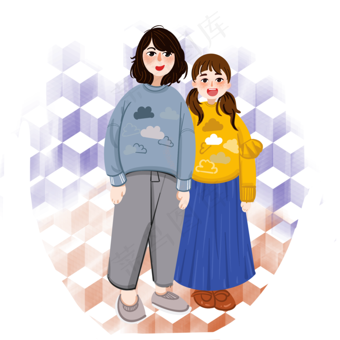 儿童节两个小孩手拉手玩耍