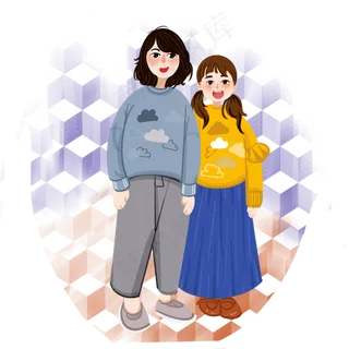 儿童节两个小孩手拉手玩耍