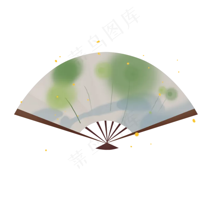立春淡彩中国风水墨绿色荷叶扇面(2000X2000(DPI:299))psd模版下载