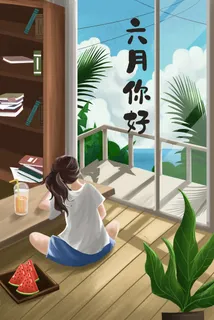 6月你好六月夏天女孩居家小清新 6月你好六月夏天女孩居家小清新