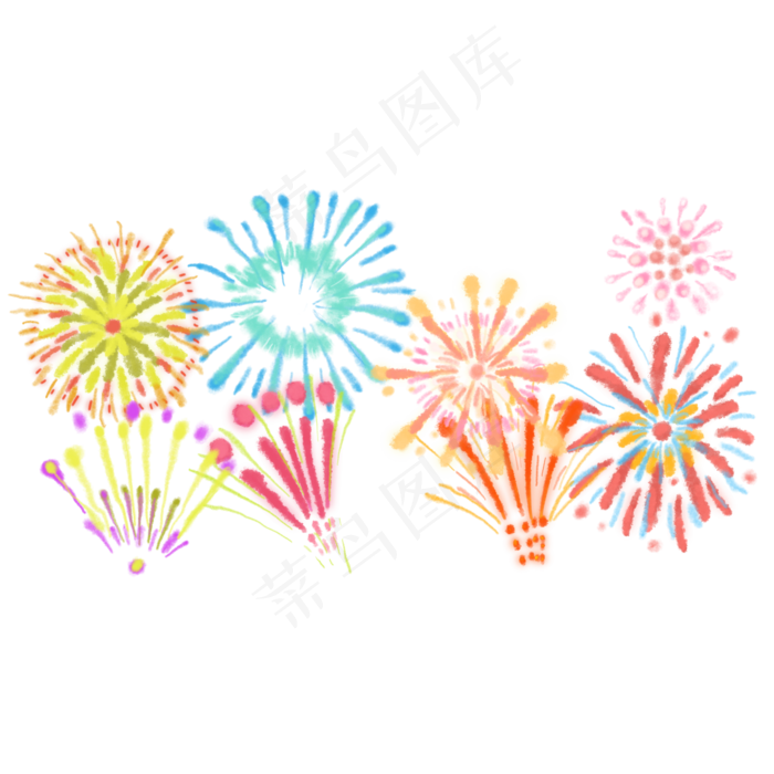 五颜六色的烟花,免抠元素